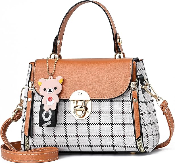 Plaid Pattern Satchel Crossbody Handbags