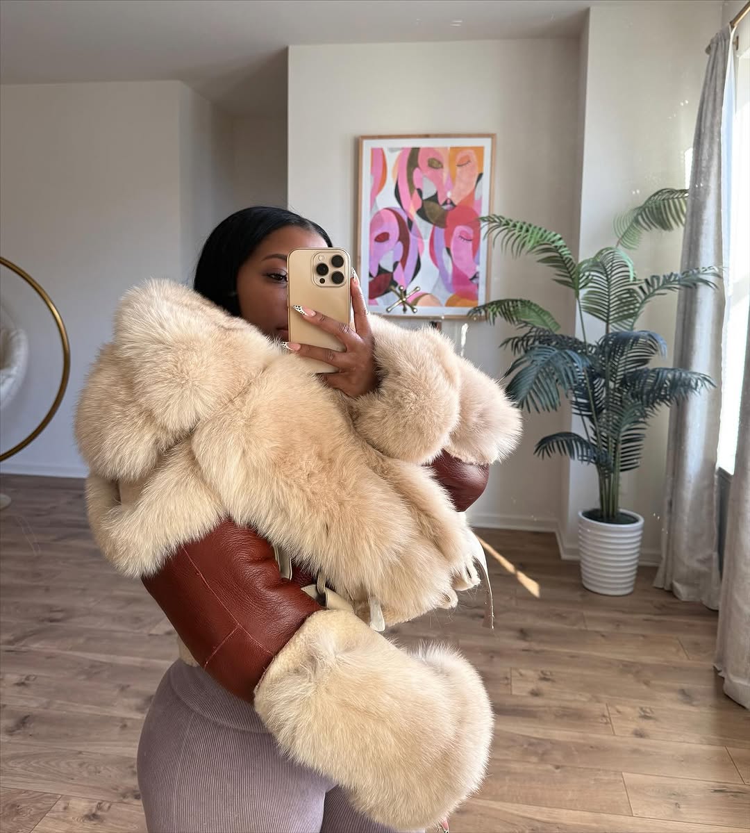 Lambskin Silver Fox Cropped Shearling