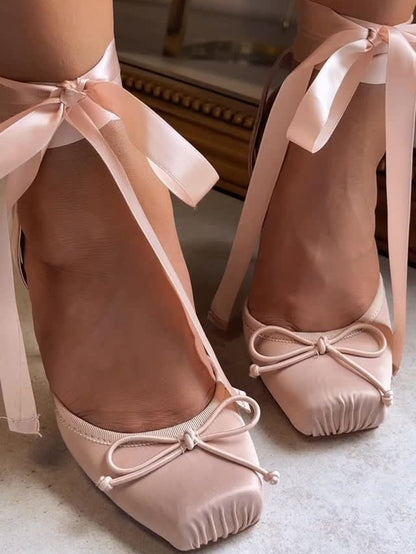 Silk Ribbon Ballet High Heels
