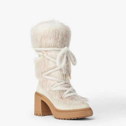 Fox Fur Round-toe Snow Boots