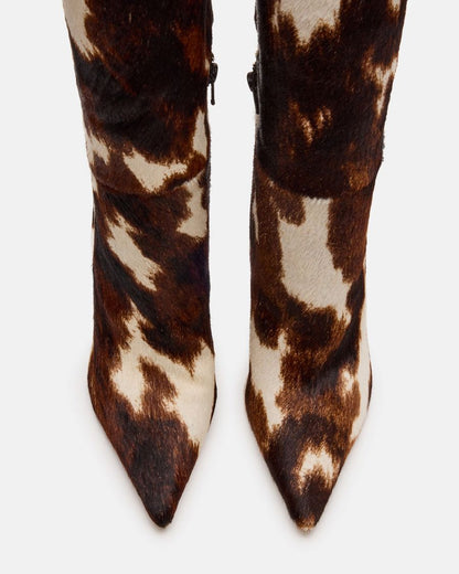 Women's Cow Print Knee-high Leather Boots