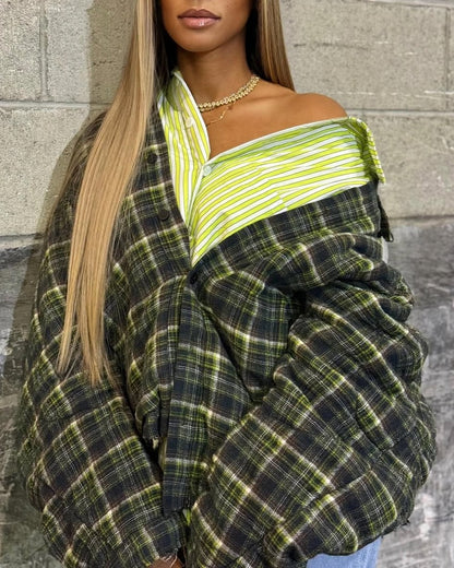 Plaid Double-layer Shirt Short Jacket