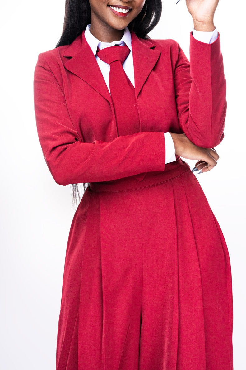 Cropped Top and Wide-leg Trousers Blazer Set