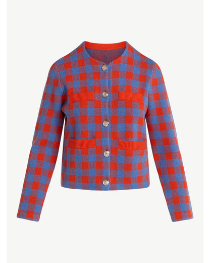 Women's Plaid Cardigan Sweater and Skirt Set
