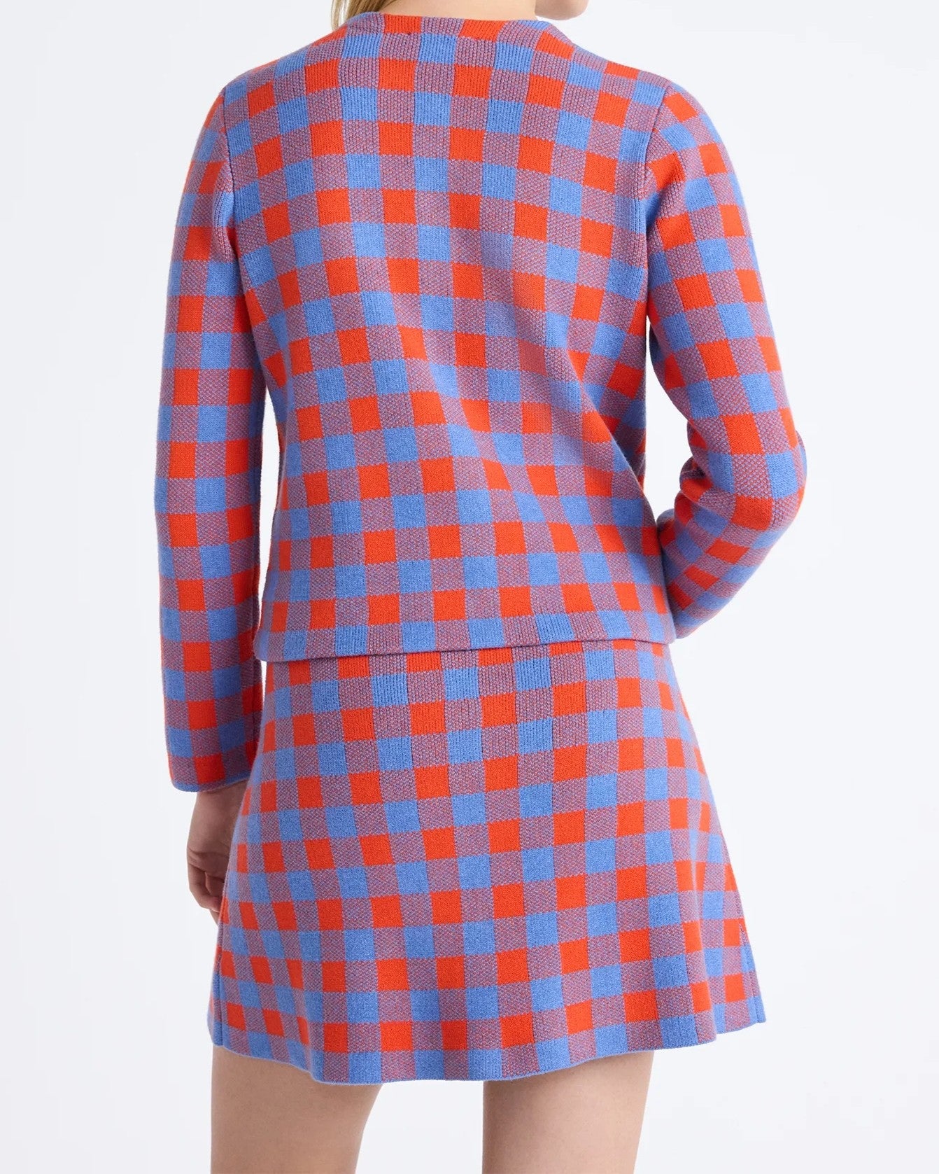 Women's Plaid Cardigan Sweater and Skirt Set