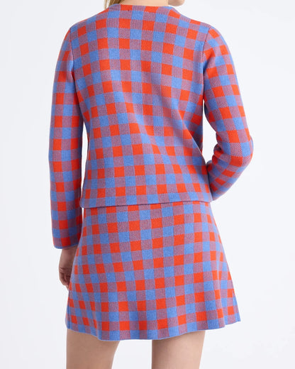 Women's Plaid Cardigan Sweater and Skirt Set