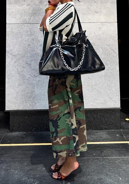 Women Baggy Cropped Cargo Jeans