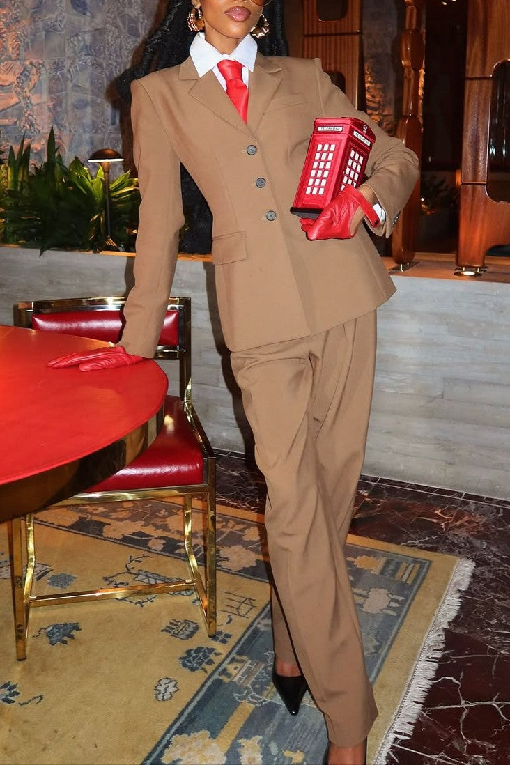 Long-sleeved Blazer and Trousers Set