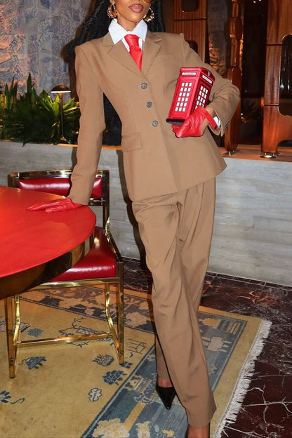 Long-sleeved Blazer and Trousers Set