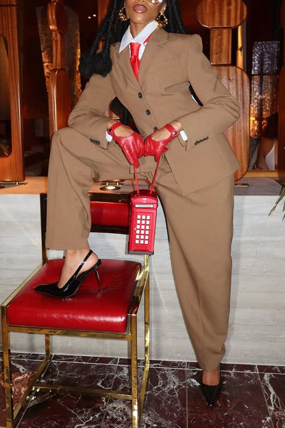 Long-sleeved Blazer and Trousers Set