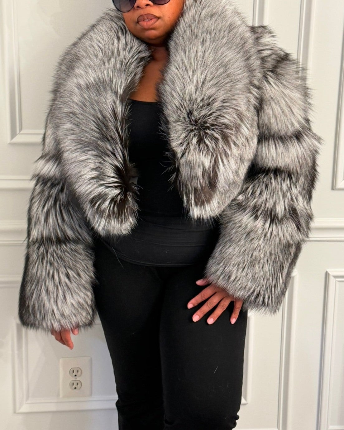 Silver Fox Bomber Crop Jacket