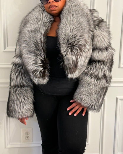 Silver Fox Bomber Crop Jacket