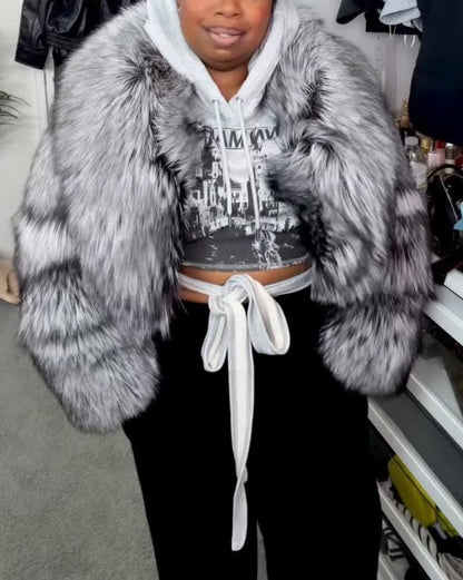 Silver Fox Bomber Crop Jacket