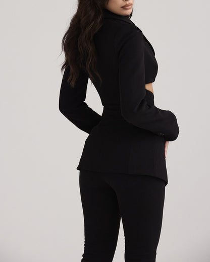 Black Crepe Cutout Blazer