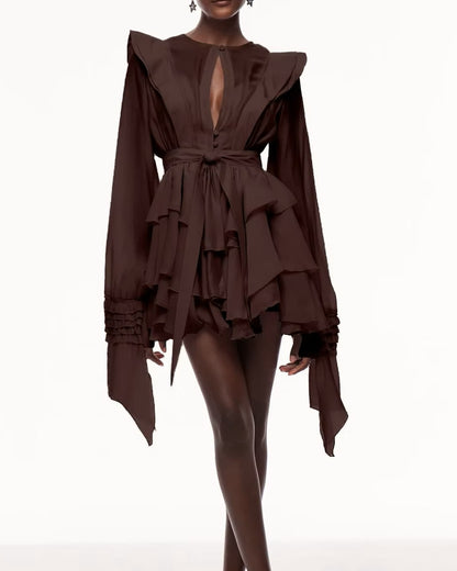 Long Sleeve Ruffle Tiered Mini Dress