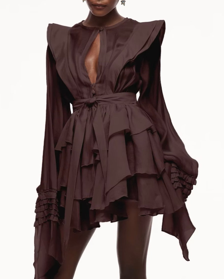 Long Sleeve Ruffle Tiered Mini Dress