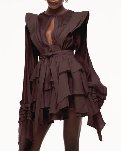 Long Sleeve Ruffle Tiered Mini Dress