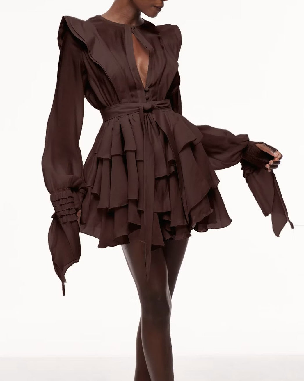 Long Sleeve Ruffle Tiered Mini Dress