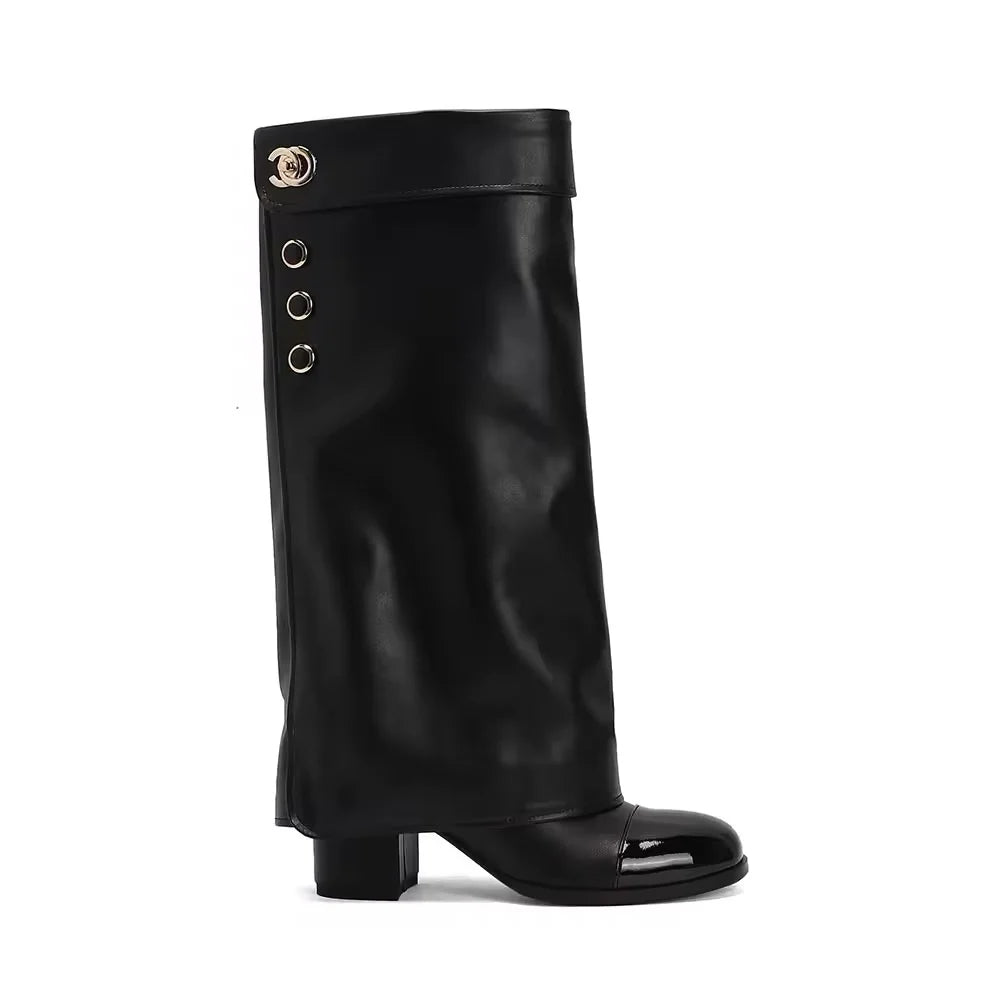 CC Button Leather Boots