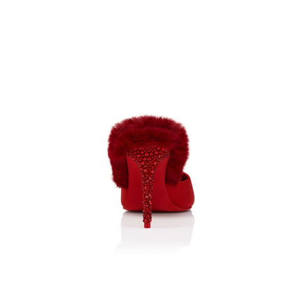 Faux Fur and Suede Calfskin 85mm Mules