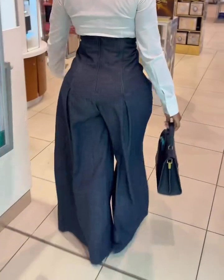 High-waisted Slim-fit Wide-leg Jeans