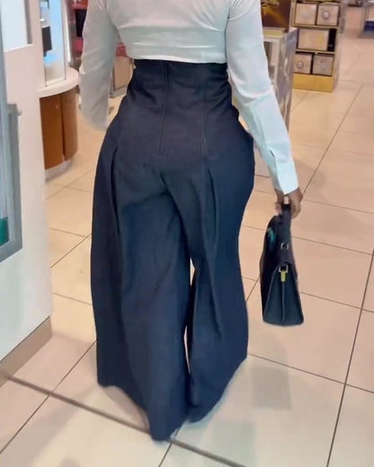 High-waisted Slim-fit Wide-leg Jeans