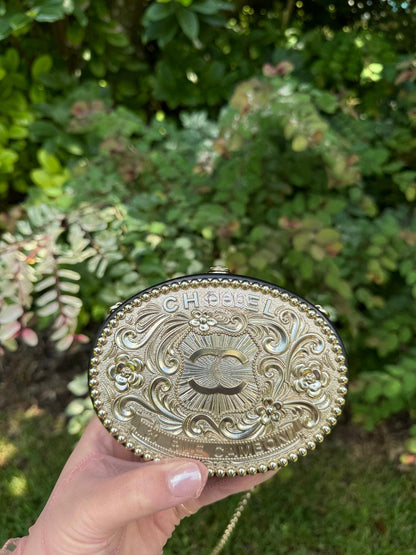 Vintage Dallas Pony-hair Belt Buckle Chain Bag