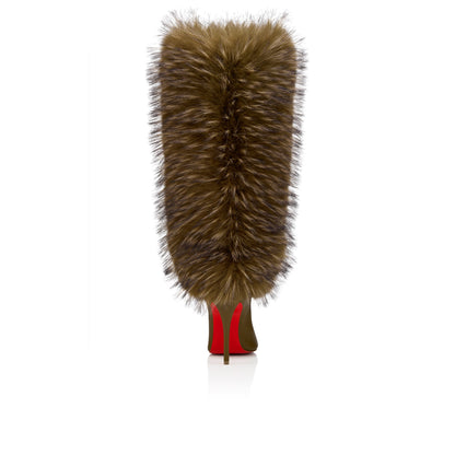 Pointed-toe stiletto heeled faux fur boots