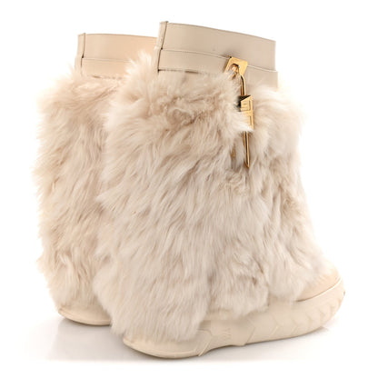 Women's Gold Lock Biker Faux Fur Ankle Boots