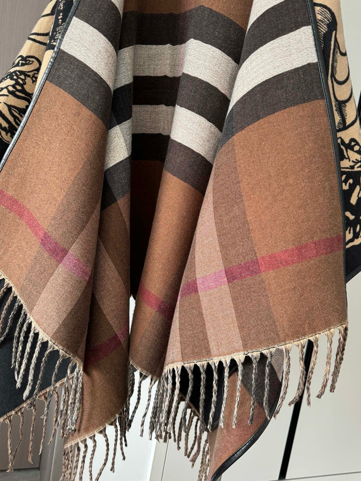 Oversized Knitted Wool Cape with Tassels