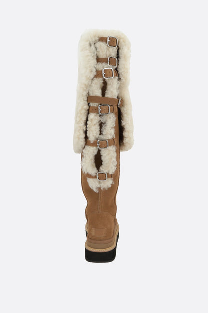 Thigh Boots In Suede And Shearling
