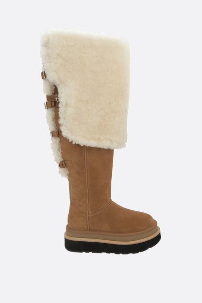 Thigh Boots In Suede And Shearling