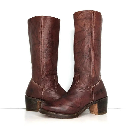 Vintage Knee High Distressed Leather Boots