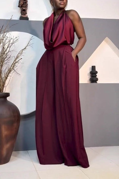 Satin Top and Straight-leg Trousers Set