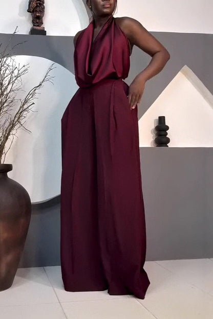 Satin Top and Straight-leg Trousers Set