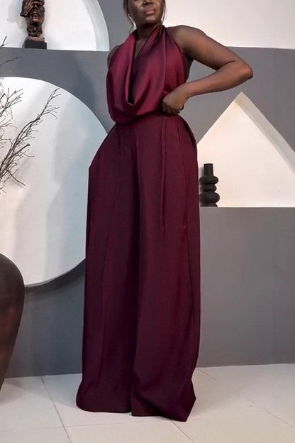 Satin Top and Straight-leg Trousers Set