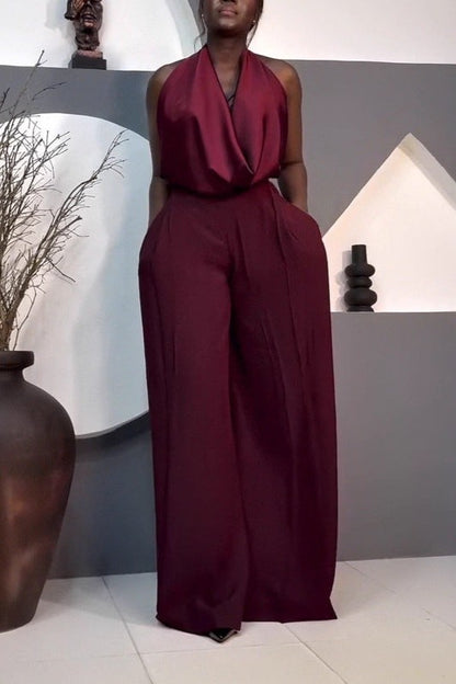 Satin Top and Straight-leg Trousers Set