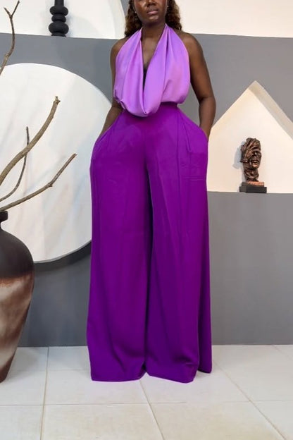 Satin Top and Straight-leg Trousers Set