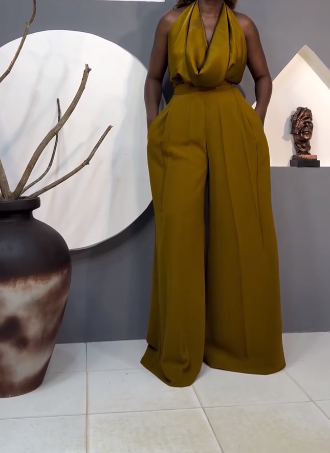 Satin Top and Straight-leg Trousers Set