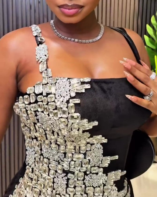Rhinestone-studded Suede Camisole