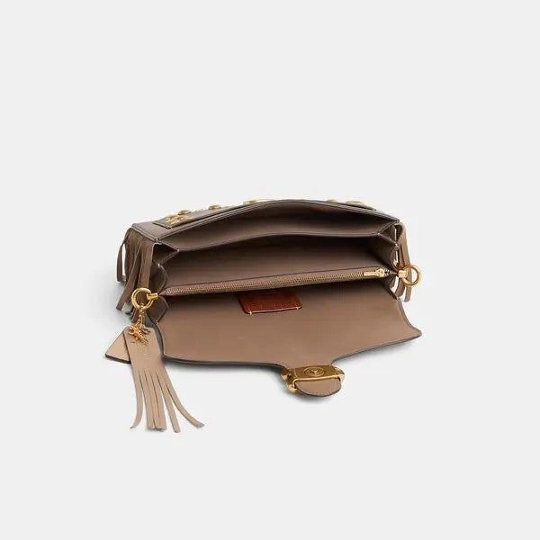Gold Studded Tassel Shoulder Bag