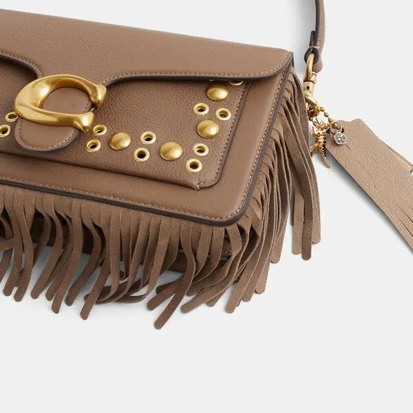 Gold Studded Tassel Shoulder Bag