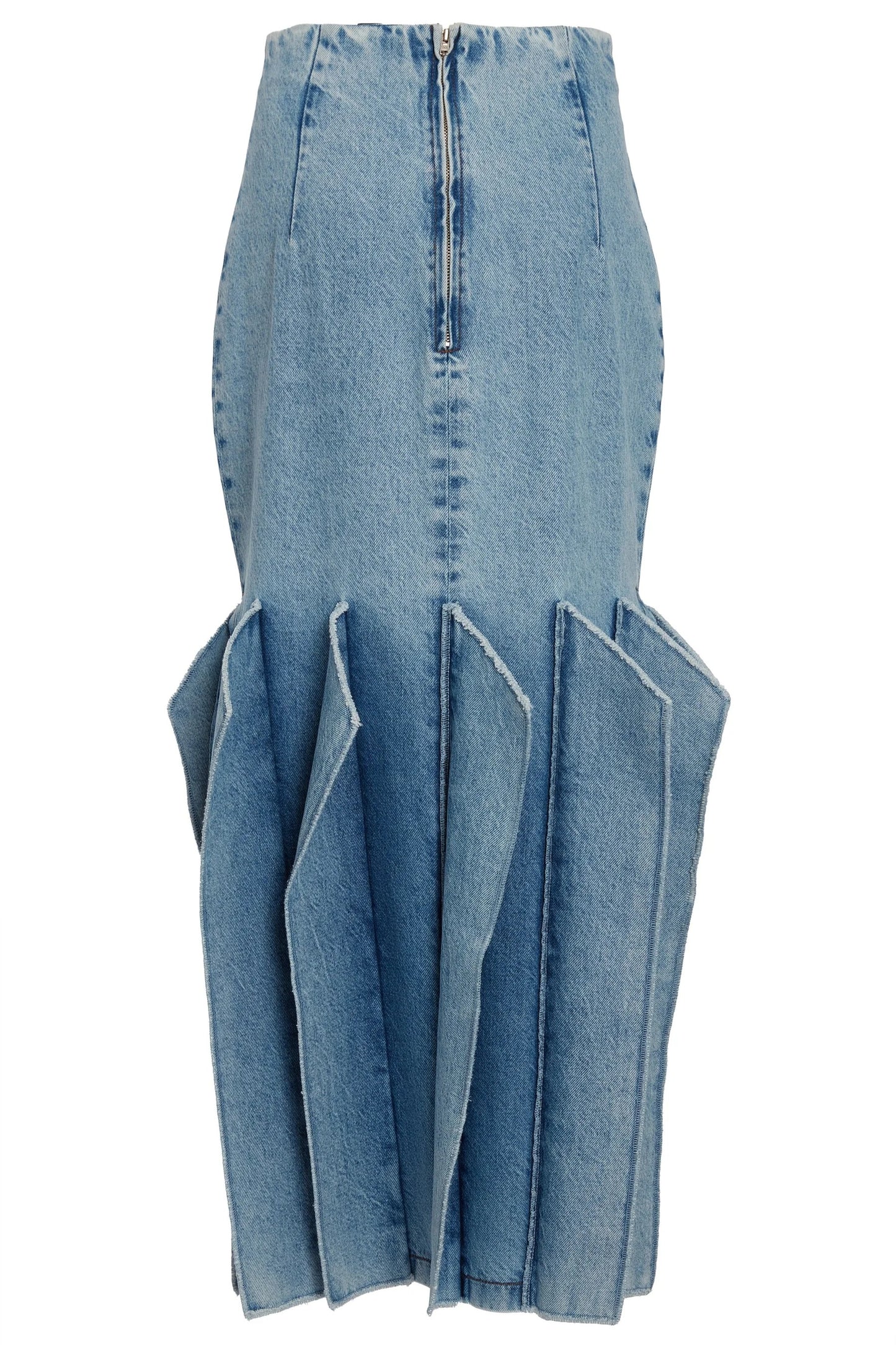 Windmill-patterned Denim Midi Skirt