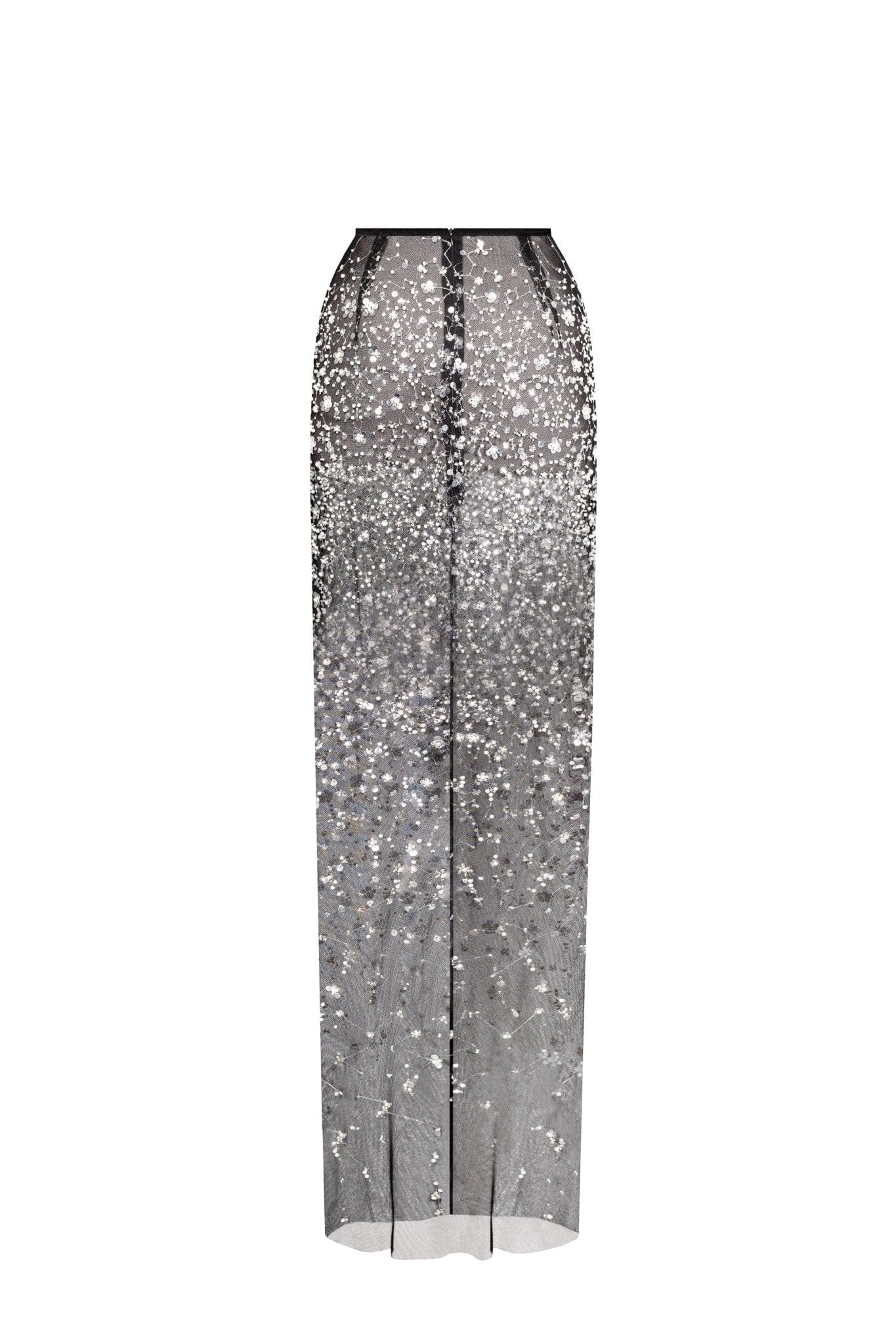 Black Tulle Long Skirt Adorned with Crystals