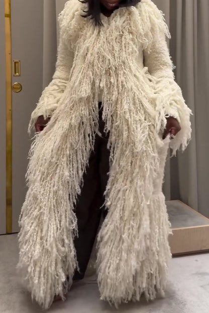 Tassel Fur Knit Cardigan