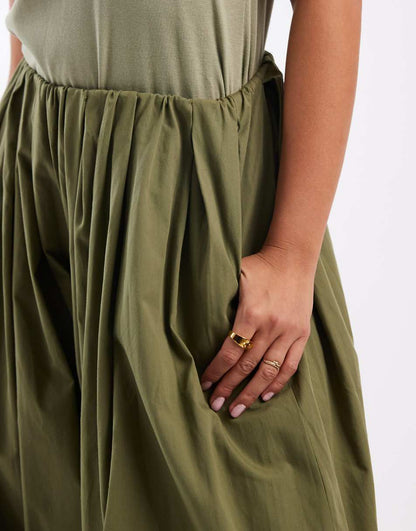 Bubble-edged Wide-leg Poplin Trousers