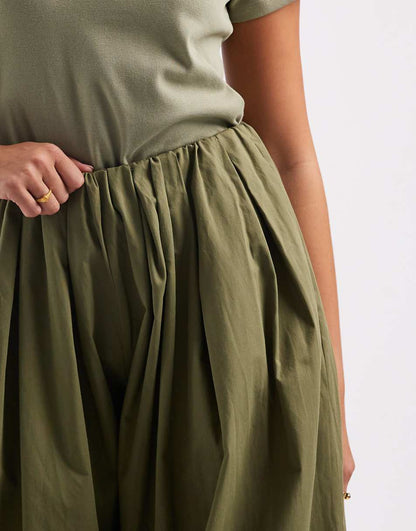 Bubble-edged Wide-leg Poplin Trousers