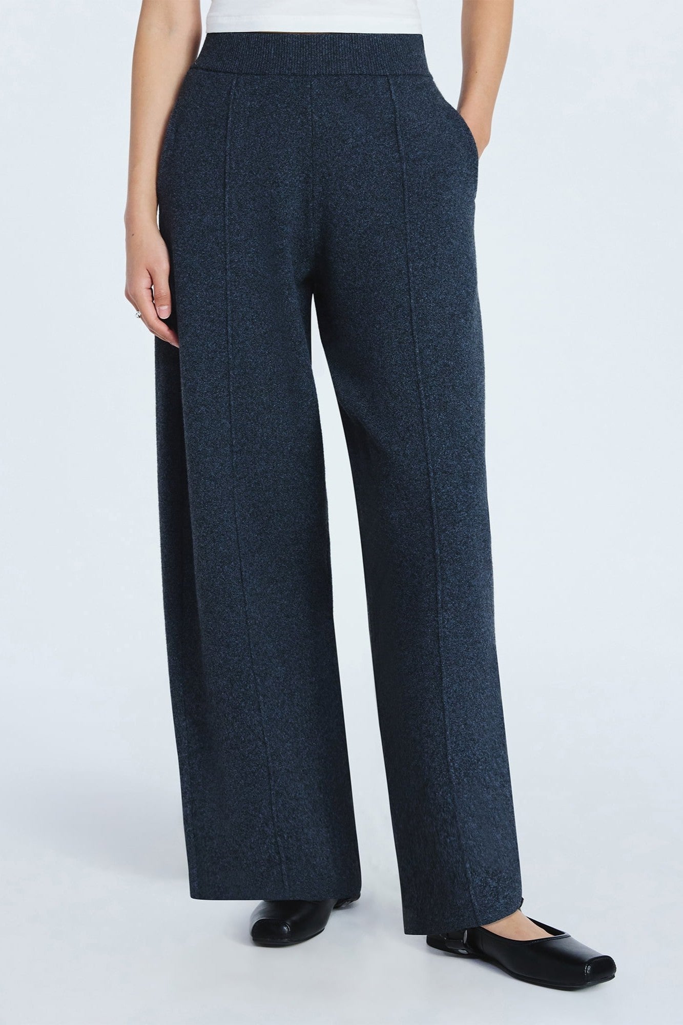 Knitted Long-sleeved Cardigan and Wide-leg Pants Set