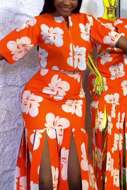 Large Floral Print Tassel Two-piece Set