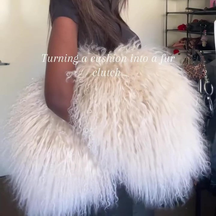 Oversized Long-haired Faux Fur Clutch